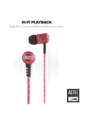 ألتيك لانسنيغ سماعات أذن سلكية معدنية مع ميكروفون- أحمر