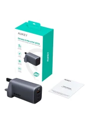 أوكي أومنيا II ميكس UFCS شاحن حائط بثلاثة منافذ بتقنية غان بقدرة 67 واط -رمادي-