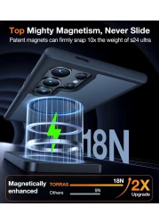 Torras Guardian Magnetic Designed for Samsung Galaxy S24 Ultra Case 6.8", Compatible with MagSafe, Military Grade Drop Tested Translucent Hard Back Soft Edge Slim Protective Case, Black