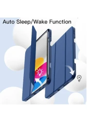 HYX Case For iPad 10 (10.9-Inch, 2022 Model, 10th Generation) with Pencil Holder, Slim Tablet Cover with Soft TPU Back, Auto Wake/Sleep (Blue)