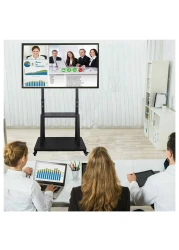 TV Stand with Wheels: Mobile TV Trolley with Mount For 32-80 Inch LED LCD Oled Flat Curved Screen Floor TV Cart Portable Rolling TV Monitor Shelf with Heavy Duty Base