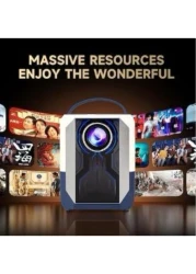 Radiotronics Portable Smart Home Theater 4K Projector Wi-Fi Bluetooth Android Mobile Screen LED TV Game Projector Manual Focus HDMI/USB/AV/Remote Control with Angle Stand Q5