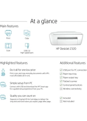 HP Deskjet 2320 All-In-One Printer, USB Plug And Print, Scan, And Copy, White