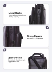 PARA JOHN Vertical Slipcase Secure Business Professional Multi-Purpose Travel Laptop Bag with Hideaway Handles, Cross Shoulder Strap, Protective Padding / Office Bag / Macbook Bag / Backpack