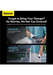 Baseus 30000.0 mAh Portable Charger Power Bank 30000mAh, 22.5W QC 3.0 PD 20W USB 3-Port 3A Fast Charging Charger C Battery Pack, Smart LED Display Phone for iPhone Series, Samsung, Android etc, White