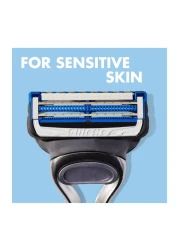جيليت سكينغارد للبشرة الحساسة ماكينة حلاقة مزودة بشفرتين فضيتين 3 قطع
