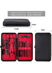 Nail Clipper Set 15 In 1 Nail File Swing Out Nail Cleaner File Popular Gifts For Men & Women Best Nail Care For Manicure Pedicure Home & Travel Manicure Set Red, Black, 11 X 7 X 2 Cm