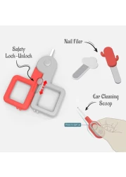 Eazy Kids 6 in 1 Baby Nail Care Set w / Nail Clipper, Scissor, Nail Filers, Ear Cleaning Spoon and Tweezer - Manicure and Pedicure Kit for Newborns, Infants, Children - Red