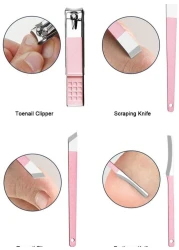 18 قطعة من مجموعة أدوات العناية بالأظافر والباديكير الاحترافية مع مجموعة أدوات قص الأظافر مع إبرة لحب الشباب وتشذيب مبرد الأظافر ومقص شعر الأنف والحواجب للعناية باليدين والقدم والوجه