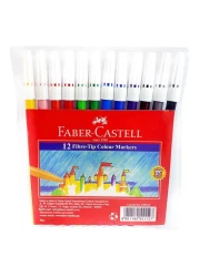 Faber Castell Colour Pencils 12 PCS with Wax Crayons 12 PCS and Fibre-Tip Colour Markers 12 PCS and 120 GSM Drawing Book