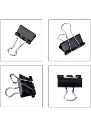 Fitto Binder Clips - Heavy Duty Metal Clamps for Organizing Papers, Files, Office Supplies, and Schoolwork - Durable, Reusable, Ideal for Home, Office, and Classroom Use (12Pcs 25mm, Black)