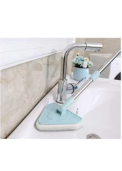 Aiwanto Long Handle Cleaning Brush Tub Bathroom Tile Scrub Brush Multifunctional Scrubber Triangle Sponge Extendable Brush with Good Grib (Blue)