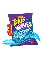 Takis Blue Heat Waves Hot Chili Pepper Flavoured Wavy Potato Chips, 70g