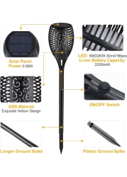 Fitto Solar Torch Lights &ndash; Waterproof Dancing Flames Torches, Outdoor Garden Lights for Yard, Patio, Pathway &amp; Backyard, 4-Pack, Energy-Efficient LED Solar Lights for Lawn, Landscaping &amp; Decor