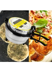 فرن صانع الخبز العربي مع عناصر تسخين إيطالية، سعة 5.5 لتر، 28 سم، فرن كهربائي صغير للخبز المسطح - خبز البيتا والروتي والبيتزا الصغيرة والمزيد
