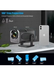 Mini Projector,HY320 Mini 4K 200 ANSI Projector with Wifi 6 and Bluetooth 5, Portable Projector Auto Keystone Correction