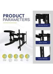 TV Wall Mount - Full Motion TV Mount - Wall TV Bracket Supports 40 To 75 Inches TV Screens Swivel of up to 180 degrees TV Wall Mount