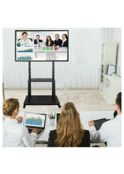 Mobile TV Cart TV Stand With Lockable Wheels for 32 to 75" Inch Plasma LCD LED Flat or Curved Screen TVs up to 100lbs - Height Adjustable (32-70 inch)