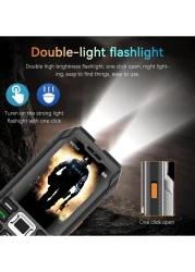 هاتف محمول متين بقدرة 10000 مللي أمبير في الساعة مزود بشريحة اتصال ثلاثية ووظيفة بنك الطاقة وشاشة مقاس 2.4 بوصة ومقاوم للماء والصدمات وعمر بطارية طويل - مثالي للاستخدام في الهواء الطلق