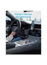 أنكر شاحن خاص بالسيارة مع 2 منفذ - أسود 30 واط