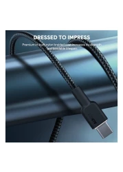 Aukey Circlet CC Nylon Braided USB-C To USB-C Data Sync And Charging Cable Black 1m 60W