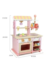 Wooden Dessert Shop Toys &ndash; Ice Cream Stall Pretend Play Kitchen Set for Kids, Interactive Wooden Playhouse with Dessert Accessories, Educational Role-Playing Toy