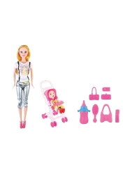 باور جوي ليلى دمية أزياء مع عربة - متعددة الألوان