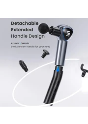 Muscle Massage Gun with Removable Handle, RENPHO Reach Massage Gun, 5 Speed, 4 Massage Heads, 2 in 1 Deep Tissue Hand Massager