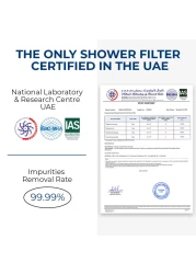 فلتر دش بلو الأيوني يلين الماء العسر، يزيل الشوائب تقنية KDF-55 الأمريكية وألياف الكربون للحصول على شعر ناعم وصحي وبشرة ناعمة