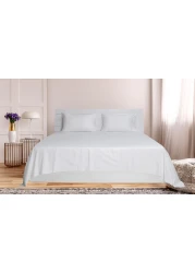 Hotel Linen Klub King Bed Sheet 3pcs Set , 100% Cotton 250Tc Sateen 1cm Stripe, Size: 260x280cm + 2pc Pillowcase 50x75cm , White