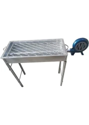 GO2CAMPS BBQ GRILL WITH FAN LONG LEGS-ADJUSTABLE STAND WITH HAND USEBLOWER FAN 90 CM-LARGE-GALVA BBQ GRILL