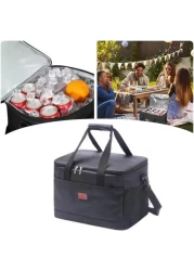 MahMir&reg; Outdoor 33L Large Cooler Bag Insulated Handbag Reusable Waterproof Oxford Ice Refrigerated Large Capacity Oxford Cloth Lightweight Fresh-keeping for Men Women Picnic BBQ Beach Lunch Black
