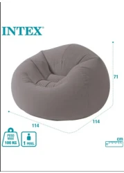 Beanless Bag Chair Inflating Furniture - Bean Bag - 1.14 m x 1.14 m x 71 cm, Grey