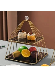 حامل كب كيك من طبقتين - قاعدة سوداء حامل كعك أنيق للحلويات وحفلات الزفاف والمناسبات وديكور المنزل والمطبخ