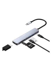 محطة إرساء 6 في 1 متعددة الوظائف من النوع C Hub 4K مع منفذ USB C لشحن مهايئ HDMI USB 3.0 منفذ HDMI من النوع C Hub متعدد المنافذ لأجهزة الكمبيوتر المحمول MacBook iPad وأجهزة USB C الأخرى