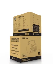 Green Lion Portable 72000mAh Power Station, 230Wh Battery, 500-600W Power, AC, USB-A, Type-C Outputs, Wireless Charging, LED Light, Black
