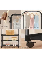 Cloth Hanging Rack 3 Tier Design Shelf Multipurpose Stand Rack