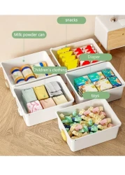 منظم صندوق تخزين الملابس والألعاب للأطفال بأربعه طبقات و أدراج متدحرجة من البلاستيك مع عجلات للاستخدام في المكتب أو المطبخ أو الحمام أو غرفة المعيشة أو غرفة اللعب أو الدراسة.