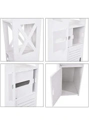 LINGWEI Bathroom Storage Corner Floor Cabinet Thin Toilet Vanity Cabinet Towel Storage Shelf for Paper Holder Washstand Storage