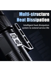 مصباح يدوي LED فائق السطوع P160 - 80 وات عالي التحمل، 100000 لومن، مصباح يدوي عالي الطاقة مصنوع من سبائك الألومنيوم للاستخدام في الهواء الطلق والتكتيكي والطوارئ