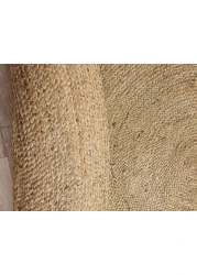 سجادة الجوت المضفرة سجادة سوداء وطبيعية 90 سم سجادة مستديرة الشكل