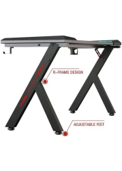 MAF K-151-120cm Gaming Table &ndash; Carbon Fiber Surface, RGB LED Lights, and Sturdy Steel Frame &ndash; Perfect for Gaming