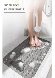 Anti-Slip Massage Bathroom Bath Tub Mats with Suction Cup and Drain Hole Quick Drying Shower Floor Mat (40&times;70CM)
