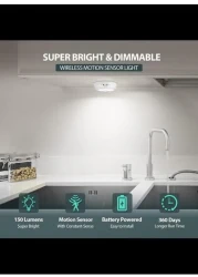 Radiotronics AA Battery Powered Lights, Motion Sensor Light Indoor, Under Cabinet Light, Battery Led Light, Closet Lights, Stick on Wireless Puck Lights for Hallway, Stairway, Basement, Kitchen