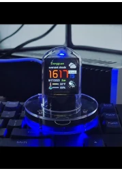 Radiotronics Smart 1.54" IPS Display Clock: WiFi, RGB, Weather Updates - 4 Modes, High-Res Album, Customizable Colors & GIFS, Auto Night Mode, Easy Weather Access