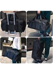 MahMir Gym Bag with Shoes and Waterproof Pocket (Blue)