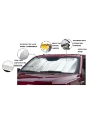 واقي شمس للزجاج الأمامي - واقي شمسي قابل للطي مكون من 5 طبقات عاكس للأشعة فوق البنفسجية، 55 × 29 بوصة واقي شمسي للسيارة من الأكورديون للسيارات وسيارات الدفع الرباعي