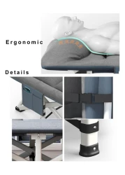 سرير تخييم محمول مع وسادة – كرسي استرخاء قابل للطي للاستخدام في الهواء الطلق والشاطئ وحمام السباحة والفناء – مثالي للتخييم والاسترخاء والسفر