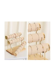 حامل عرض الأساور ثلاثي الطبقات - منظم مجوهرات للأساور والأساور والأقراط والساعات - رف عرض عصري للاستخدام في خزانة الملابس أو المسكن أو البيع بالتجزئة