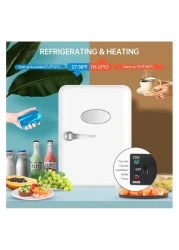 ثلاجة صغيرة محمولة، ثلاجة سفر مدمجة سعة 6 علب، مبرد وسخان كهربائي حراري AC/DC للطعام والمشروبات والعناية بالبشرة والجمال وحليب الثدي - مثالية للسفر والسيارة والمكتب والمنزل